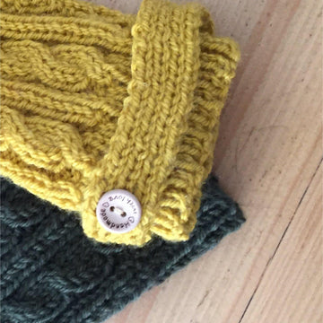 Cable wrist warmers with thumb
