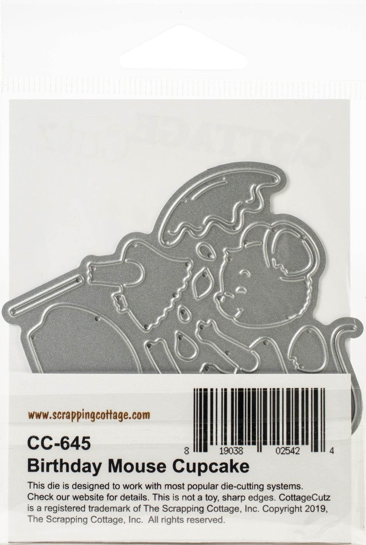 CottageCutz Dies - Birthday Mouse Cupcake, 2.6"X2.2"