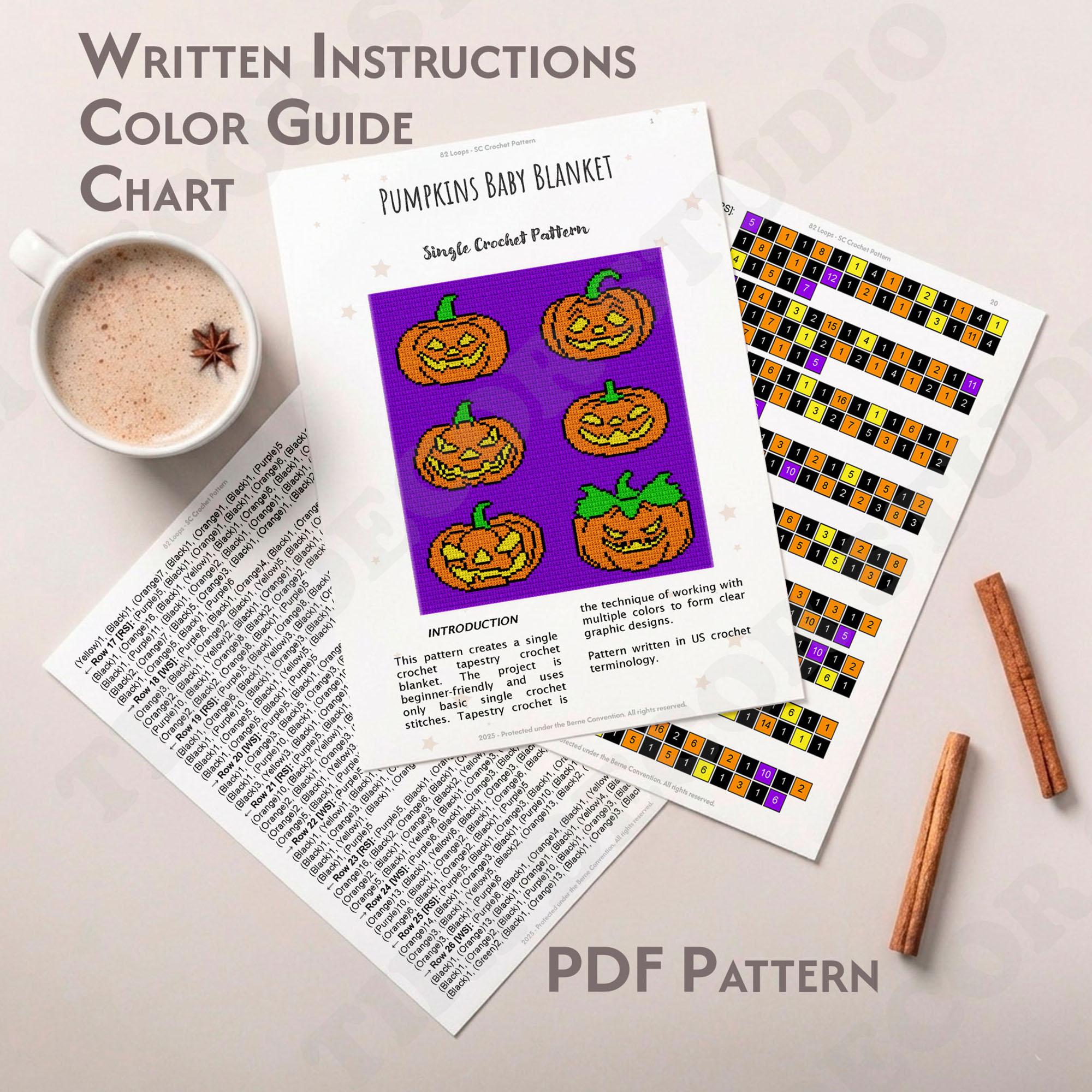 Jack-o’-lantern Baby Blanket SINGLE CROCHET PATTERN