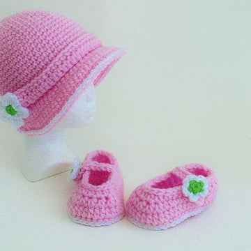 Baby Girl Bonnet and Slippers