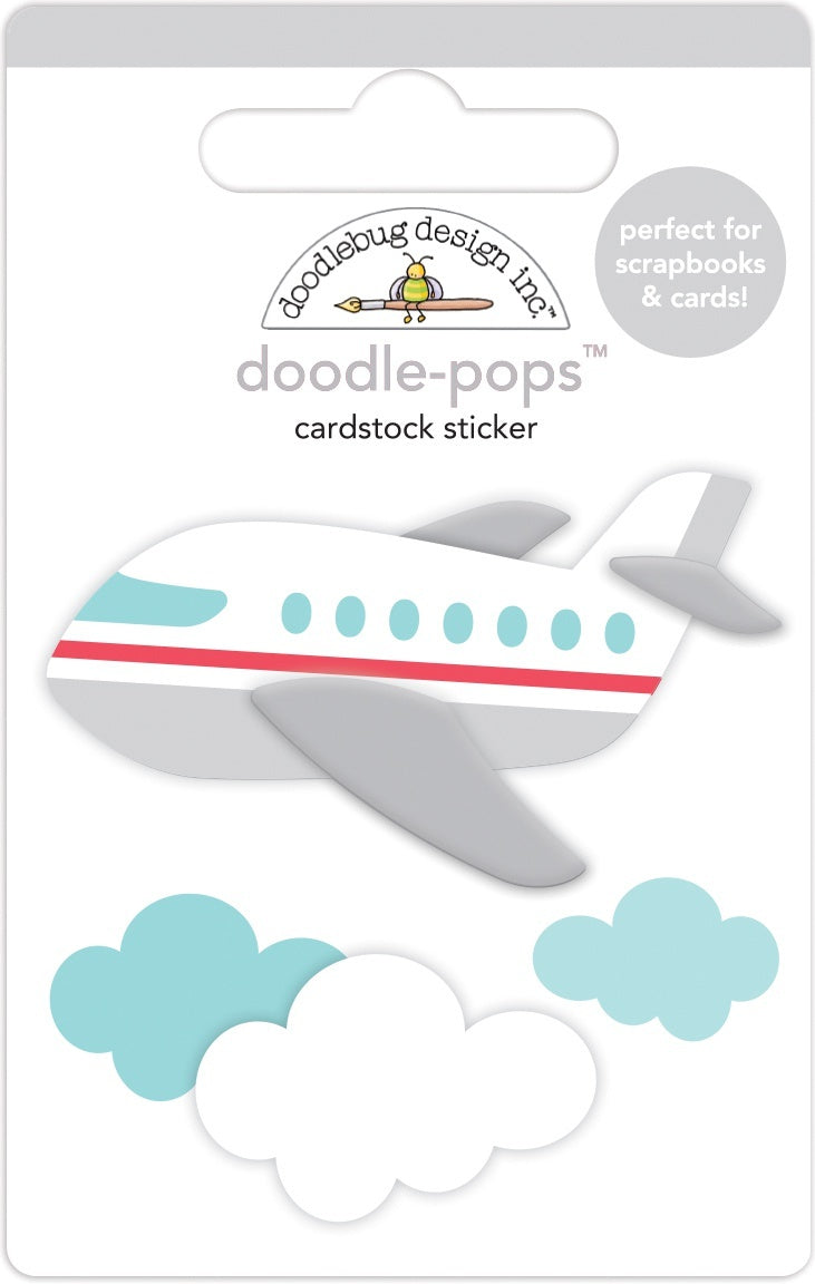 Doodlebug Doodle-Pops 3D Stickers - Jet Set, I Heart Travel