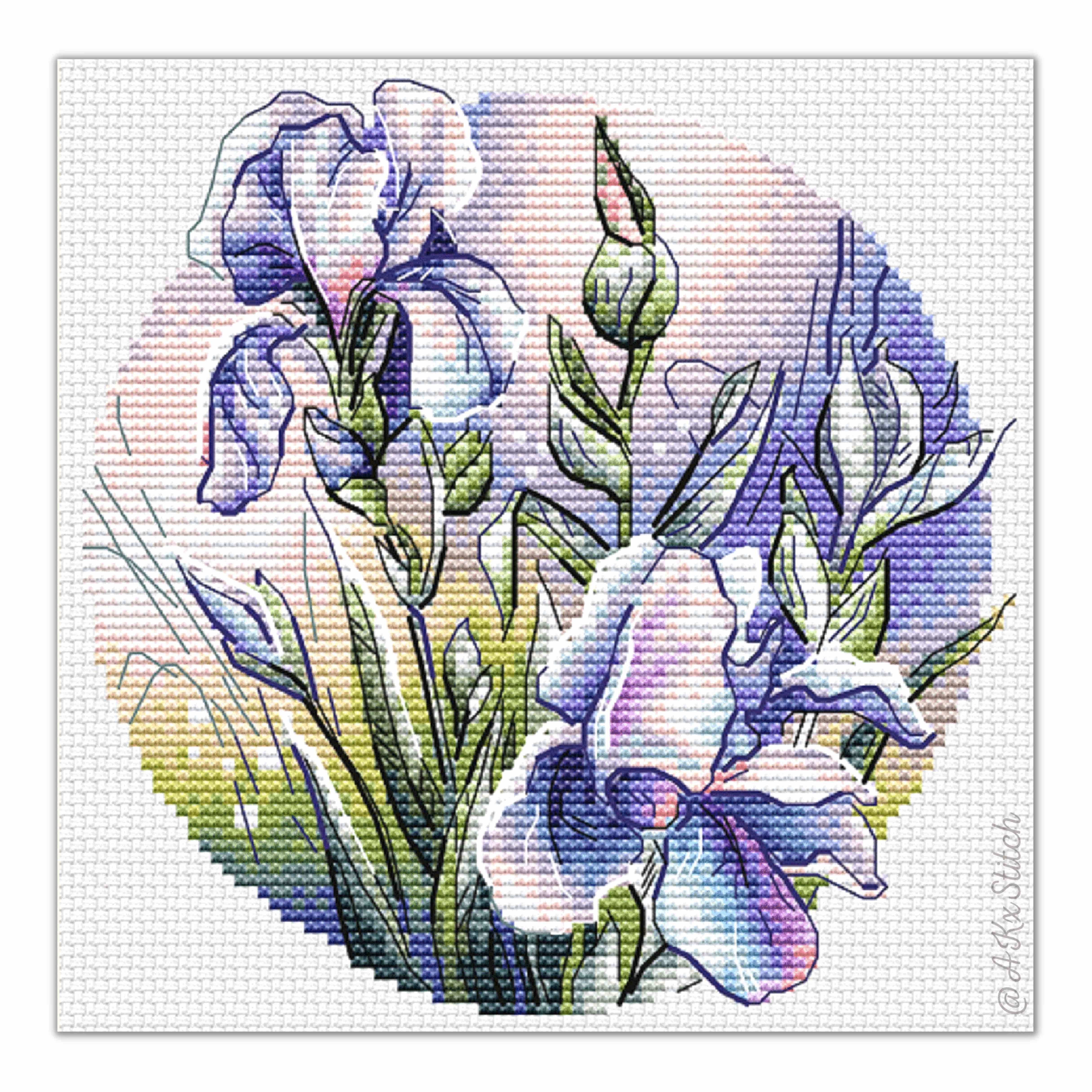 Irises Cross Stitch PDF Pattern
