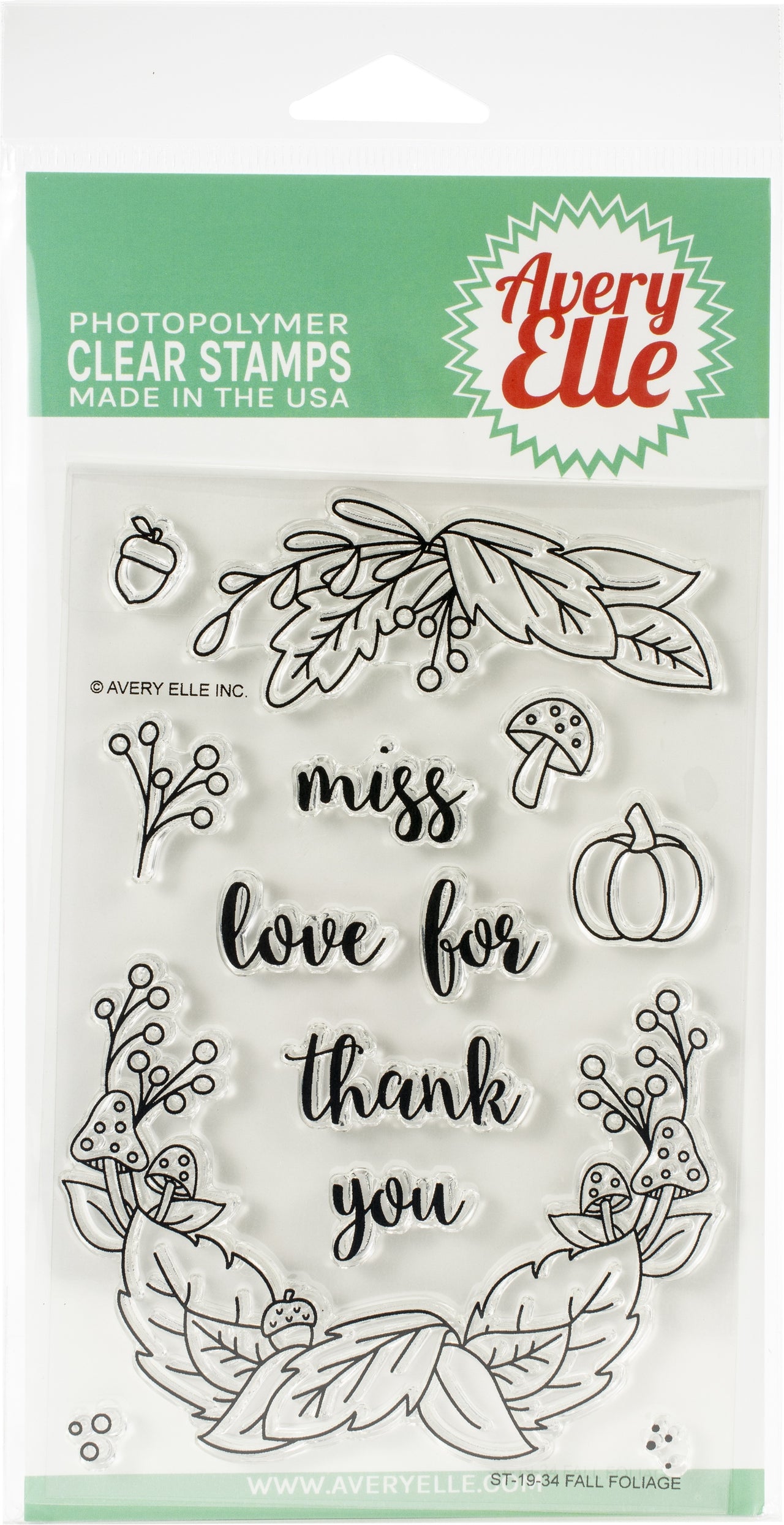 Avery Elle Clear Stamp Set 4"X6" - Fall Foliage