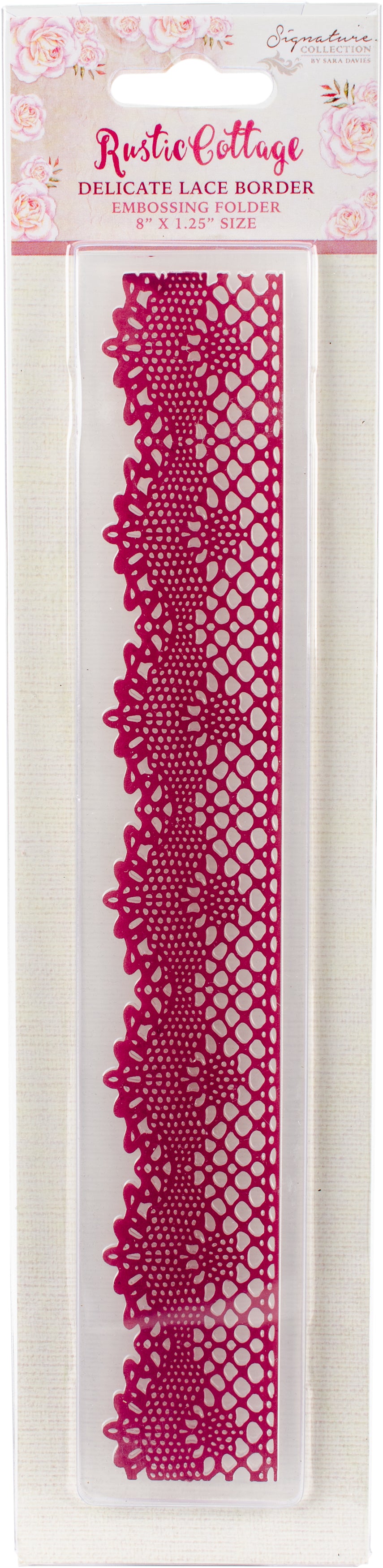 Crafter's Companion Sara Davies Signature Rustic Cottage Embossing Folder 8X1.25 - Delicate Lace Border