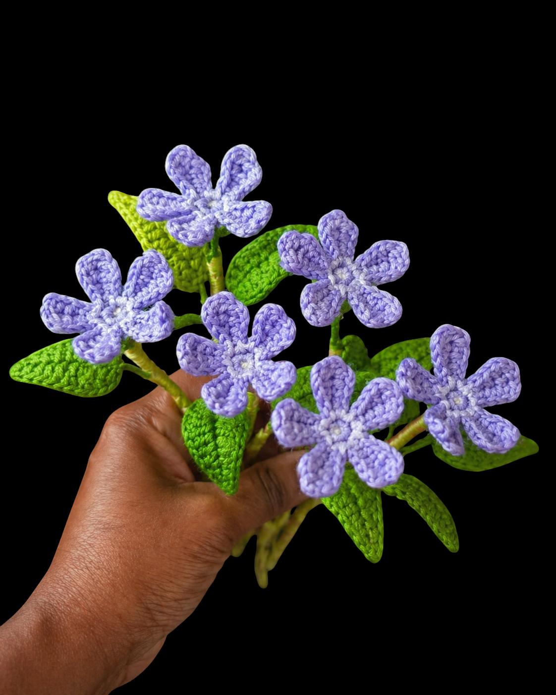 Crochet Periwinkle flowers