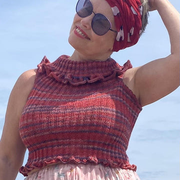 Ribbed Foldover Neck Top