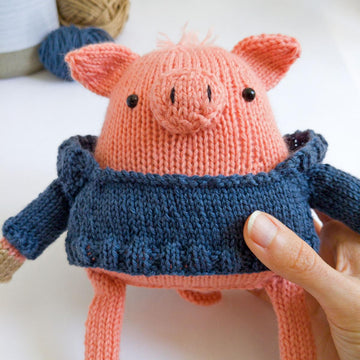 Anton the Piggy in a Hoodie - Toy Knitting Pattern