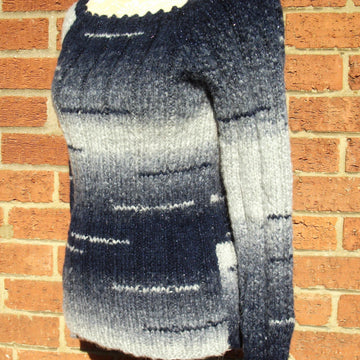 Ribbed Sweater with Wide Scoop Neck