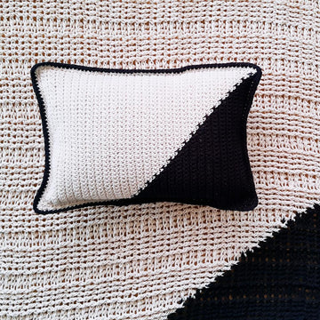Corner Dip Color Block Crochet Lumbar Pillow