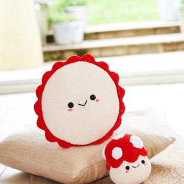 Toadstool Plushie and Cushion in Stylecraft Chenille Chunky - 10244 - Downloadable PDF