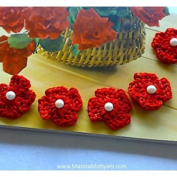 4 Petals Crochet Flower Pattern Applique For Christmas Valentine