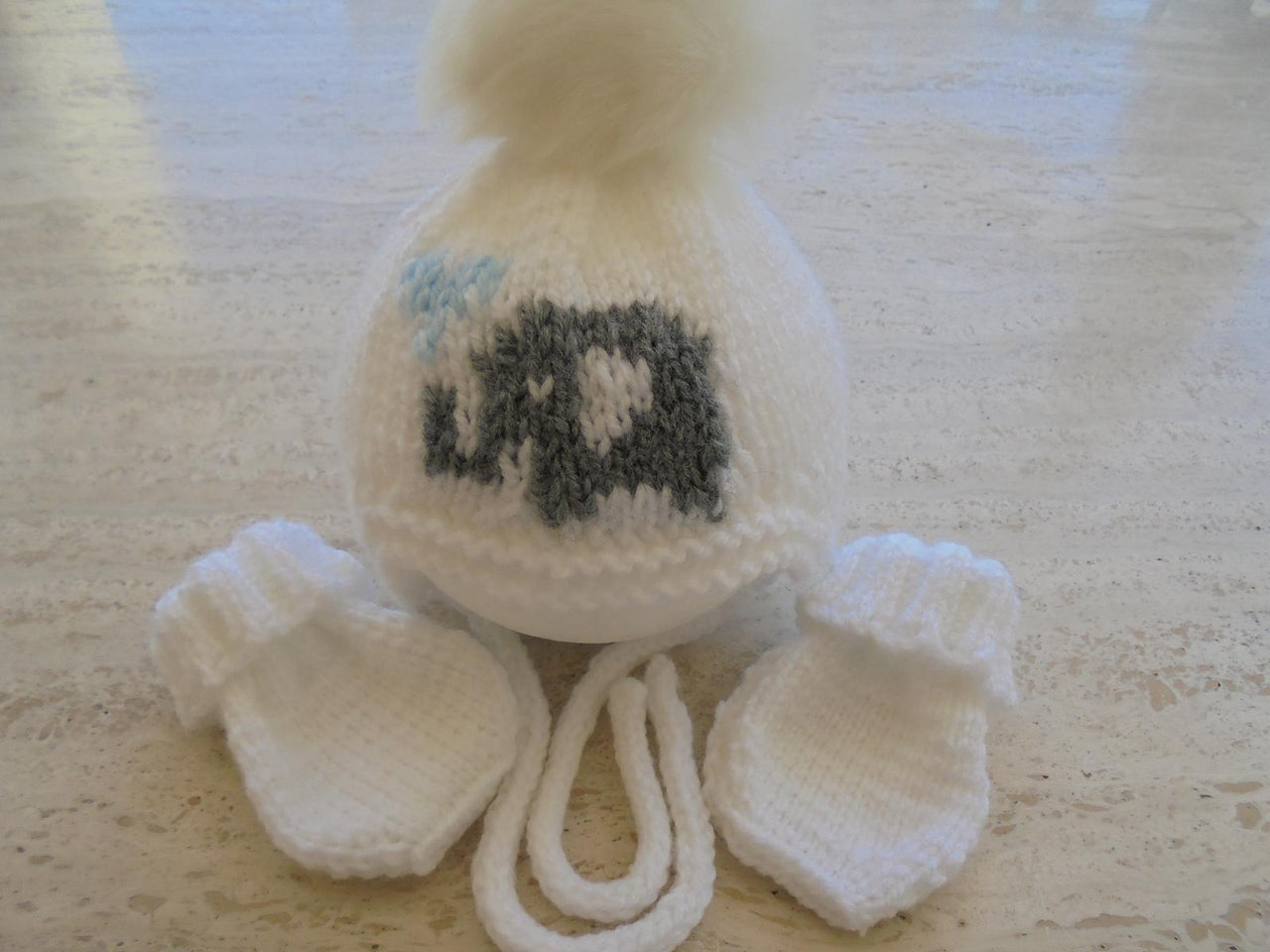 Baby Boy Hat Elephant  And Mittens