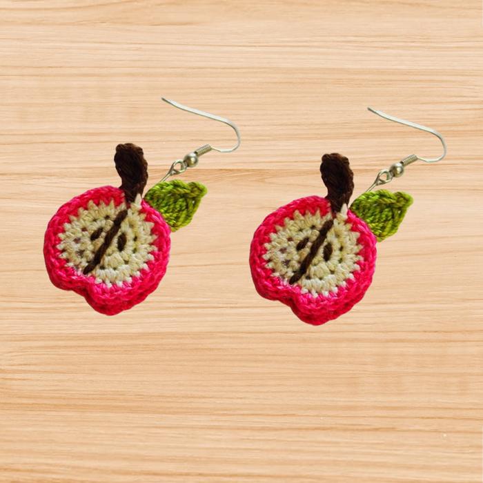 Crochet apple earrings