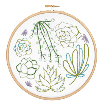 Hawthorn Handmade Succulents Contemporary Printed Embroidery Kit - 16cm