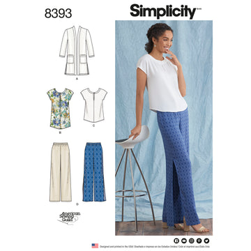 Simplicity Pattern 8393 Women’s and Plus Size Trousers , Tunic or Top, and Knit Cardigan 8393 - Sewing Pattern