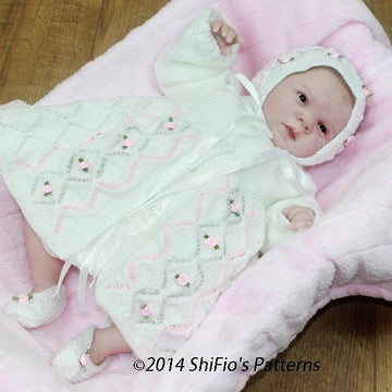 Lacy Diamonds Matinee Knitting Pattern #73