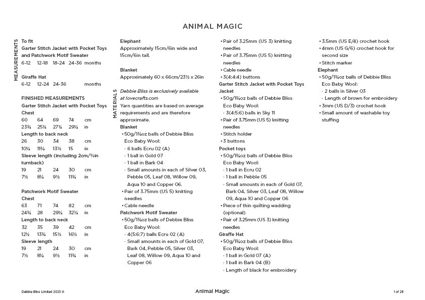 Animal Magic - Layette Knitting and Crochet Pattern for Babies in Debbie Bliss Eco Baby Wool by Debbie Bliss