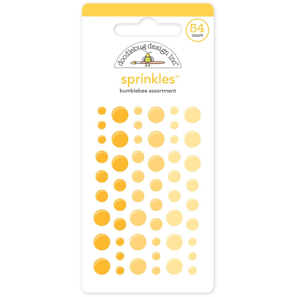 Doodlebug Sprinkles Adhesive Glossy Enamel Dots - Bumblebee, 54/Pkg