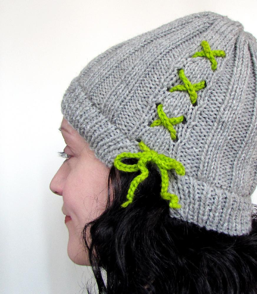 Lace Up Ribbed Beanie