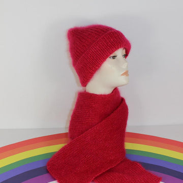 Mohair Rib Slouchy Beanie Hat & Scarf Set