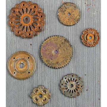 Prima Marketing Finnabair Mechanicals Metal Embellishments - Rustic Washers 7/Pkg