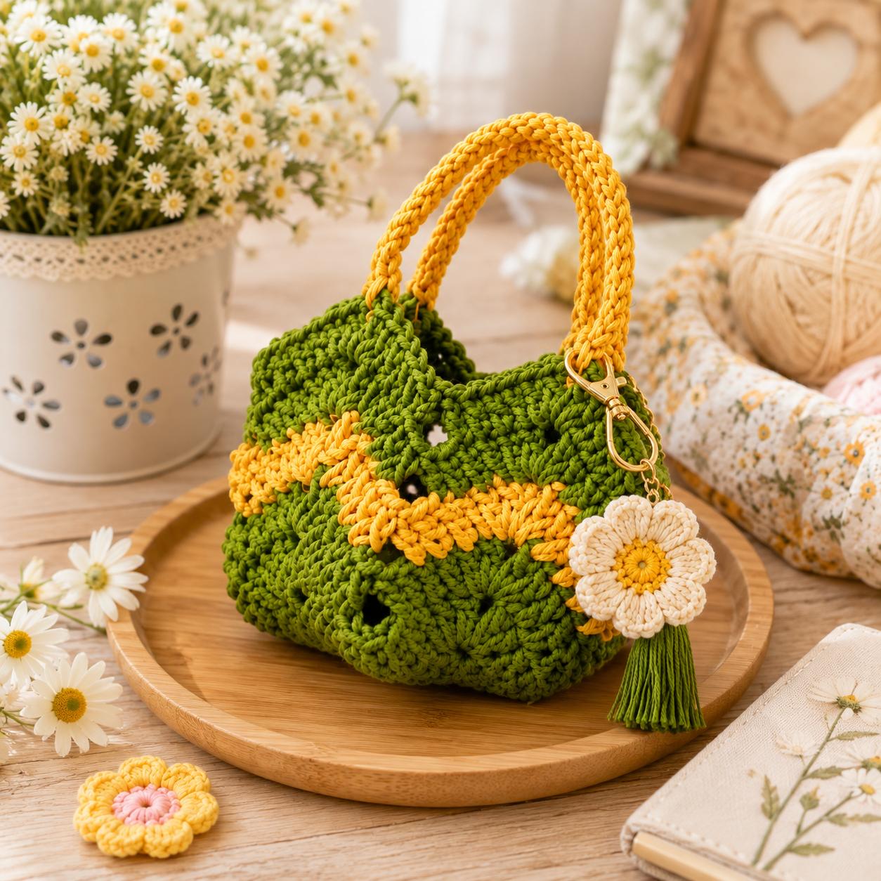Crochet Bag Keychain Pattern PDF + Video Tutorial