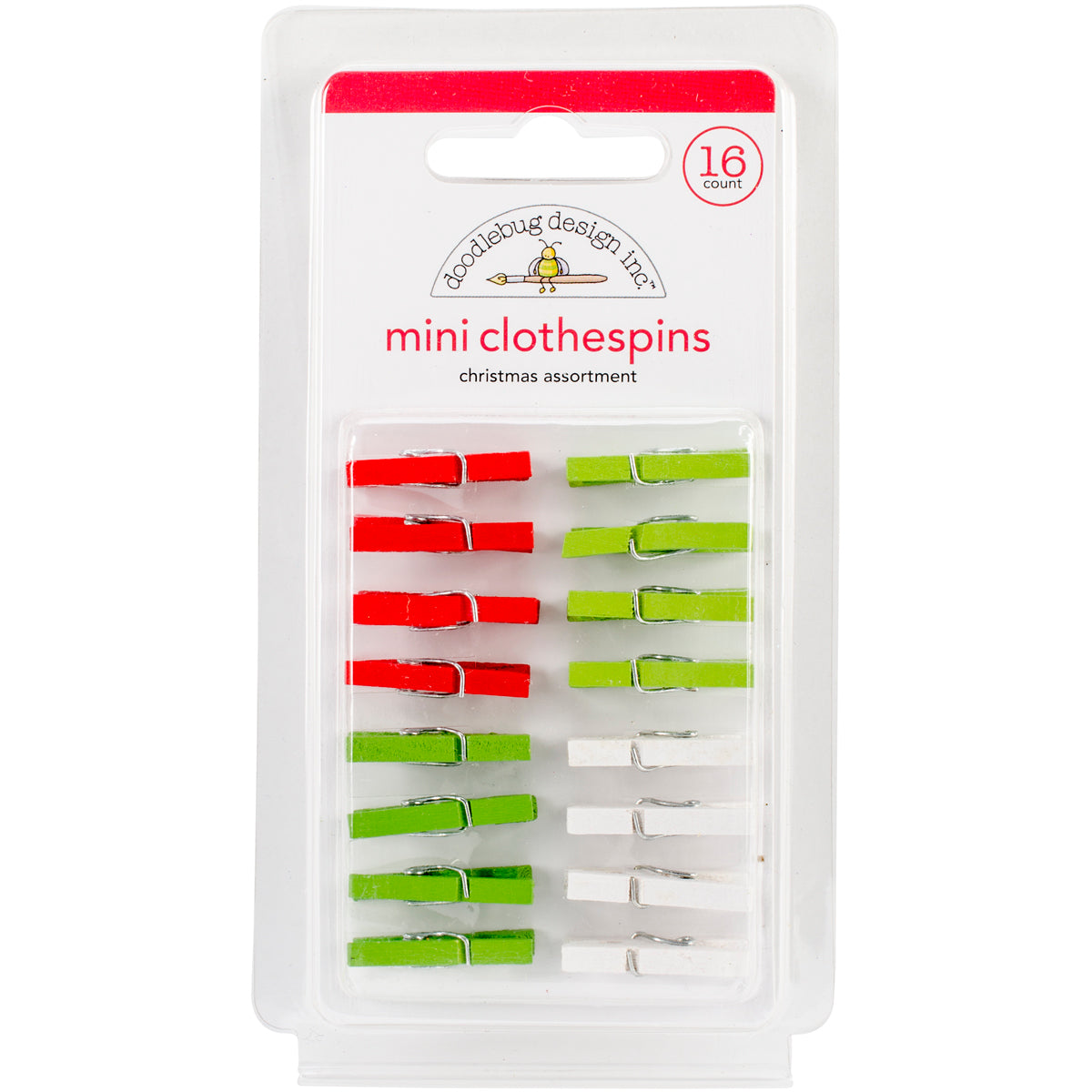 Doodlebug Mini Clothespins 16/Pkg - Christmas Magic