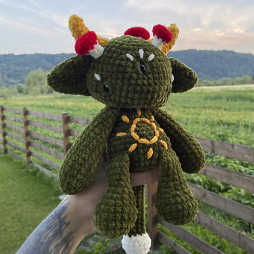 Forest Monster | Crochet Pattern | Mysterious creature with three eyes and mushrooms on its head