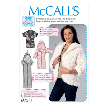 McCall's Misses' Open-Front Jackets with Shawl Collar and Hood M7511 - Sewing Pattern