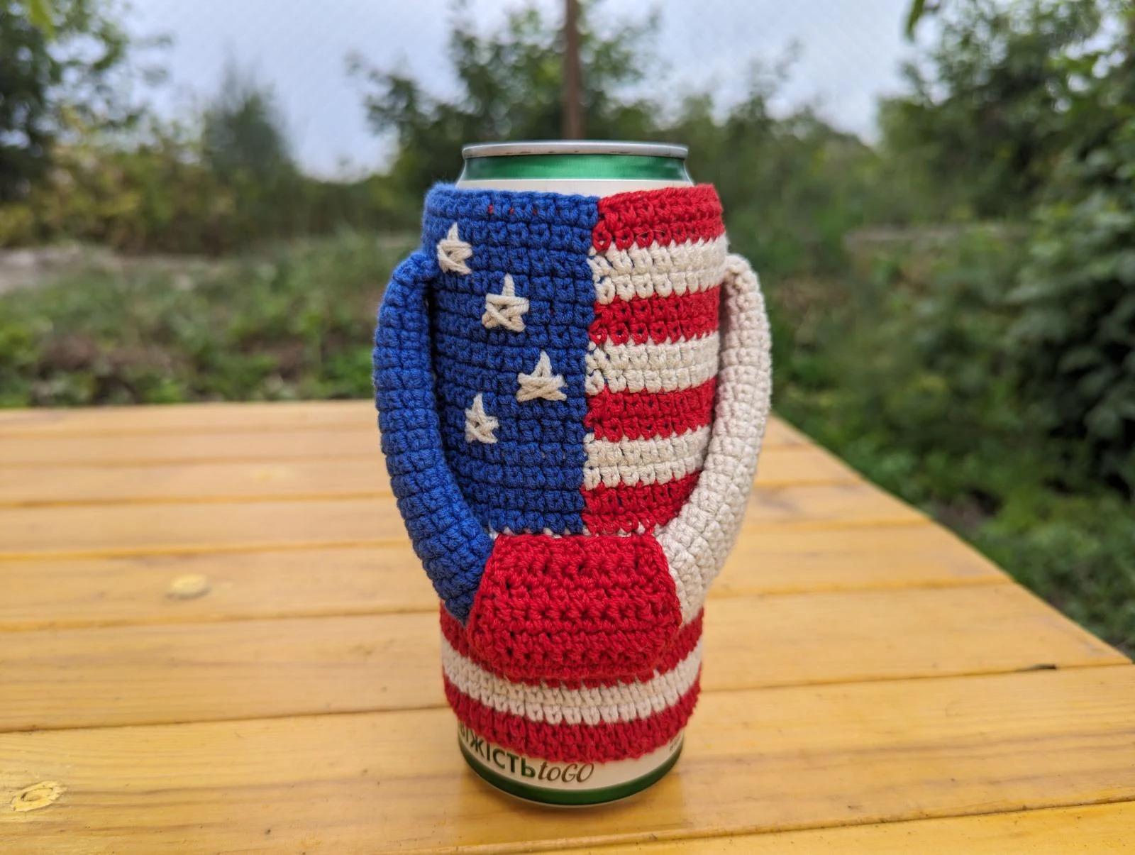 American Flag Beer Bottle Cozy English-US