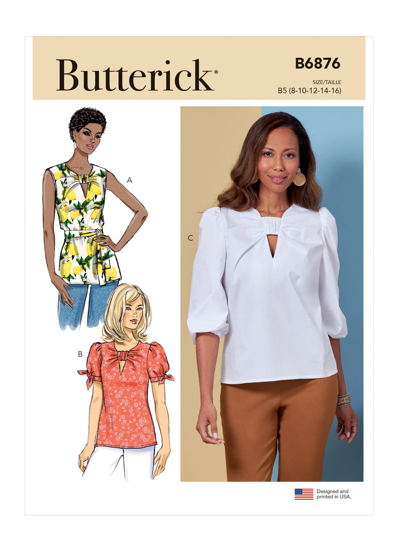 Butterick Misses' Tunic with Sash and Top B6876 - Sewing Pattern