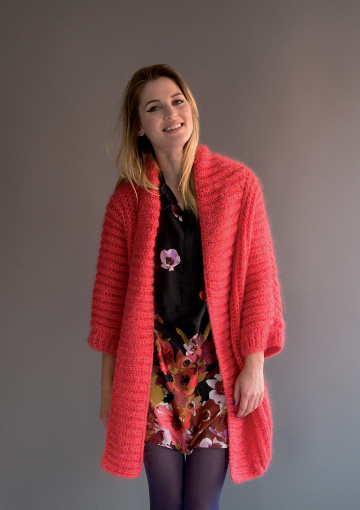Cardigan in Rico Essentials Mohair and Essentials Soft Merino Aran - 373 - Leaflet