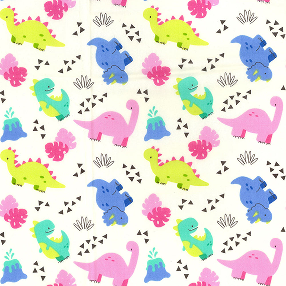 Rose & Hubble Cotton Poplin Printed - Dinosaurs Ivory