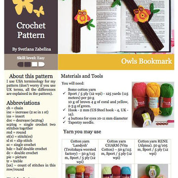 047 Owls Bookmark or decor - Amigurumi Zabelina Ravelry