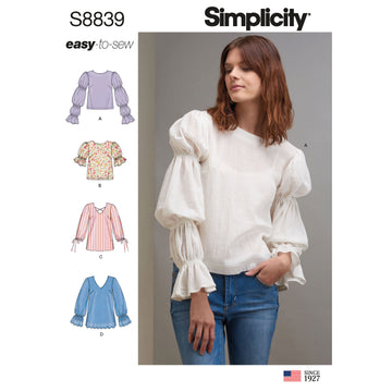 Simplicity S8839 Misses Pullover Tunic or Tops - Sewing Pattern