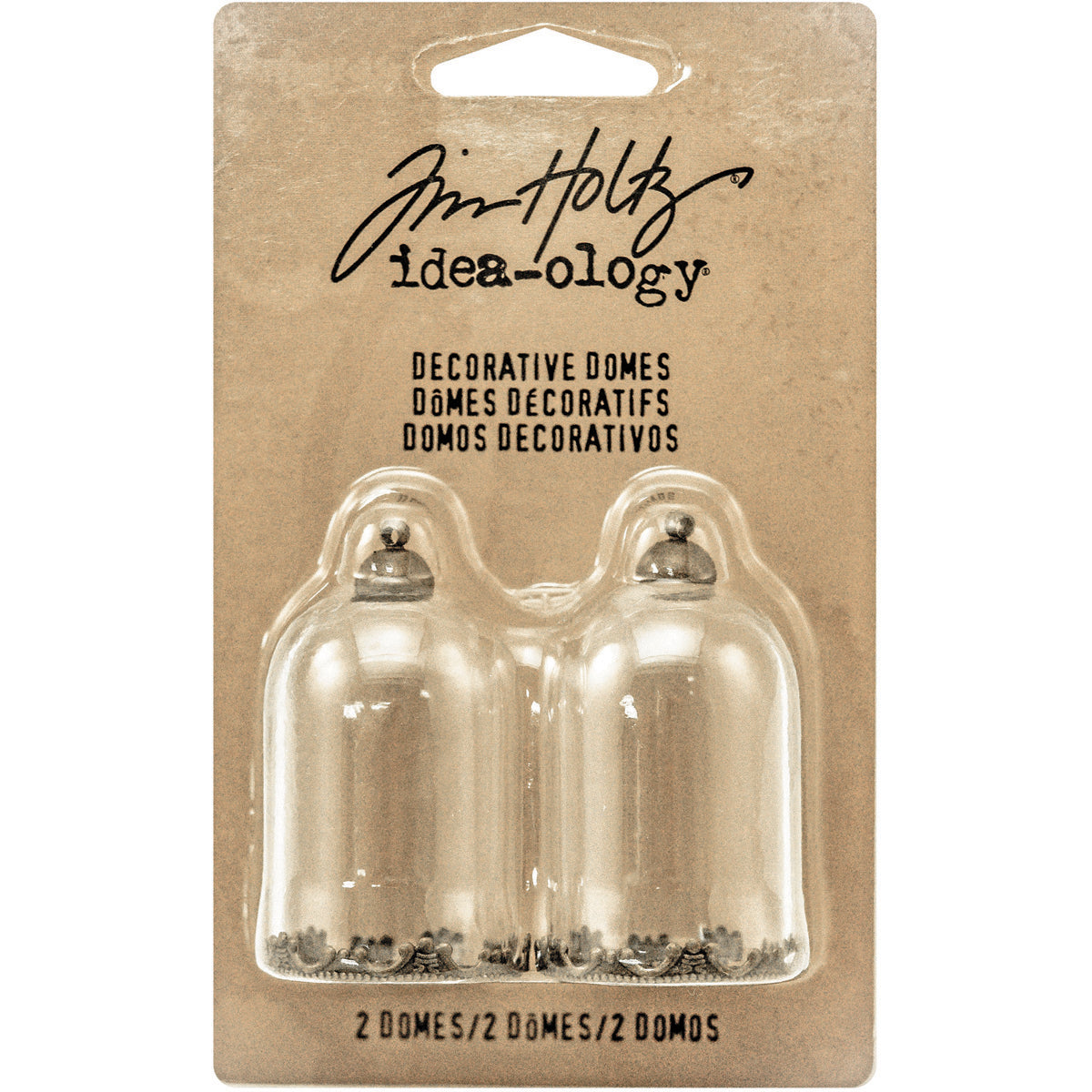 Advantus Idea-Ology Decorative Glass Domes 2/Pkg - Clear W/Antique Brass 1"X1.75"