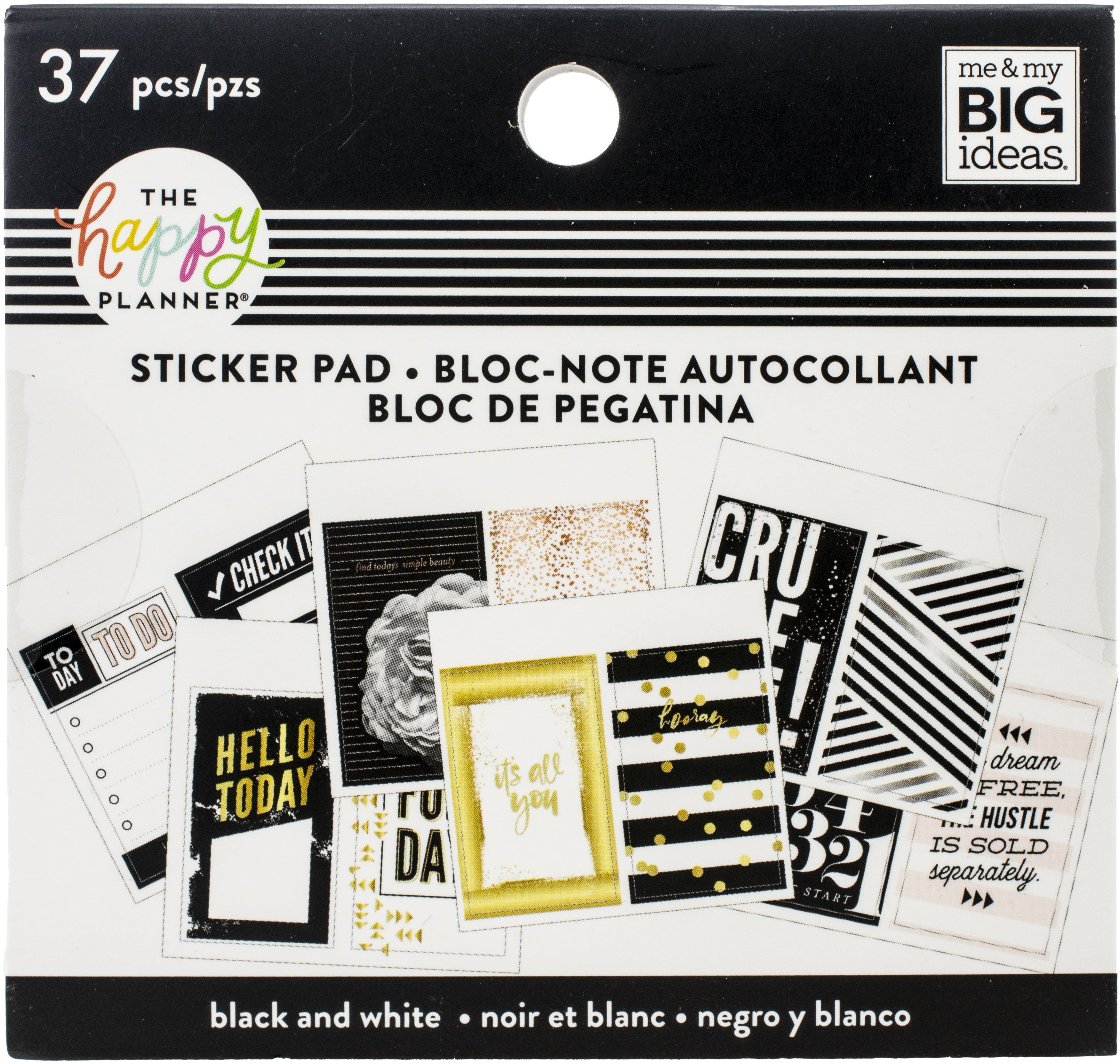 Happy Planner Tiny Sticker Pad - Black & White, 37/Pkg