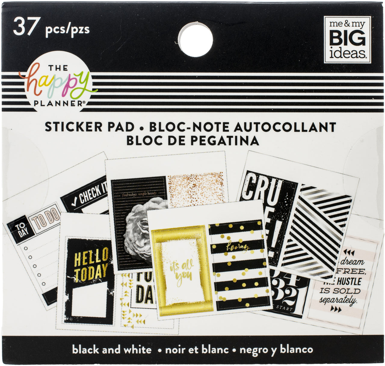 Happy Planner Tiny Sticker Pad - Black & White, 37/Pkg