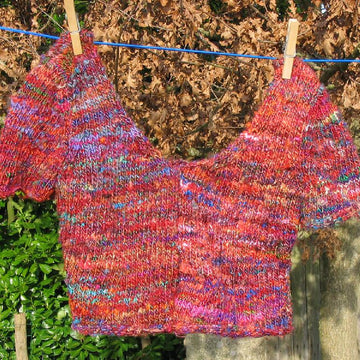 Recycled sari silk short sleeved crop top cardigan