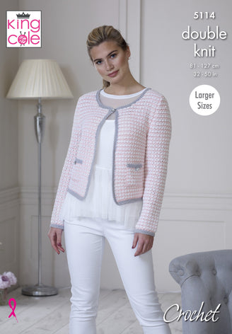 Jacket and Top in King Cole Finesse Cotton Silk DK - 5114 - Leaflet
