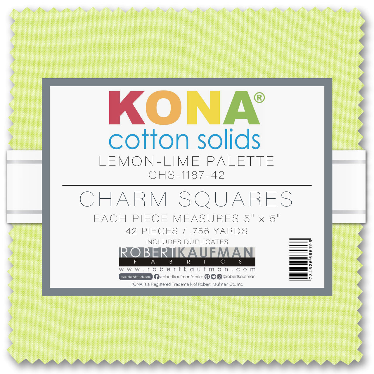 Robert Kaufman Kona Cotton Charm Pack - Lemon-Lime