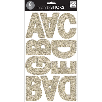Large Alphabet Stickers - Gold Glitter