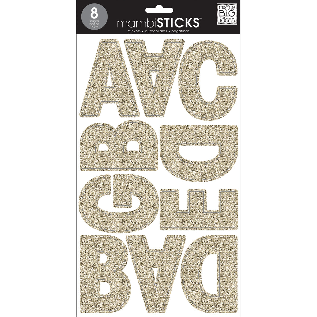Large Alphabet Stickers - Gold Glitter