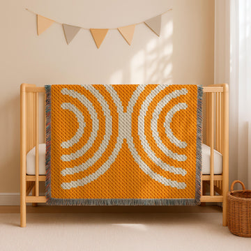 Beginner Retro Orange Blanket Botanical 70's Home Decor C2C Crochet PATTERN