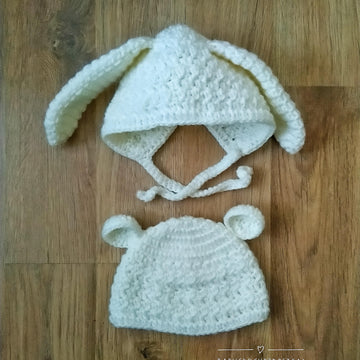 Bunnies and Bears Hat and Bonnet Set
