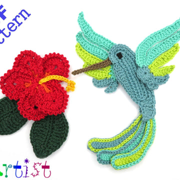 Hummingbird crochet applique pattern