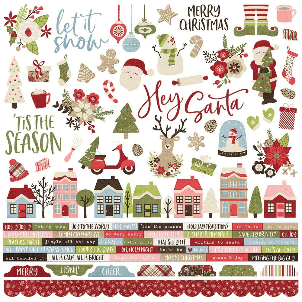 Simple Stories Holly Jolly Cardstock Stickers 12"X12" - Combo