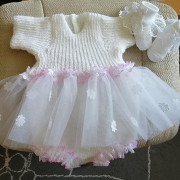 Baby Knitting Pattern 'Orla' Ballet Dress, Cardi and Shoes