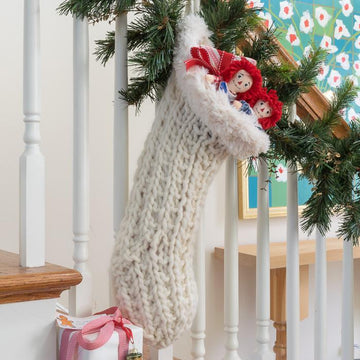 Broken Rib Stitch Christmas Stocking with Faux Fur Trim