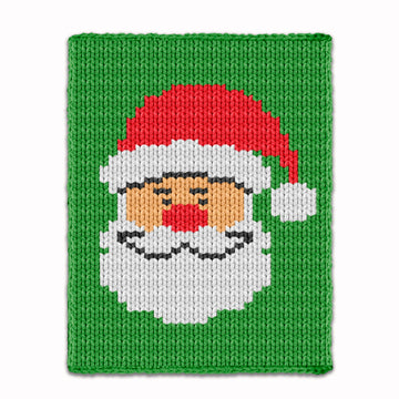 Christmas Santa Claus Chunky Blanket, Hand Finger Knitting Pattern, Holiday red hat & white beard Knit Kids afghan Bulky Jumbo 7 yarn throw